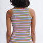 
Linnea cotton rib knit tank in pink stripe styled for summer by Eliza Faulkner — slow fashion women's tops at Ånde