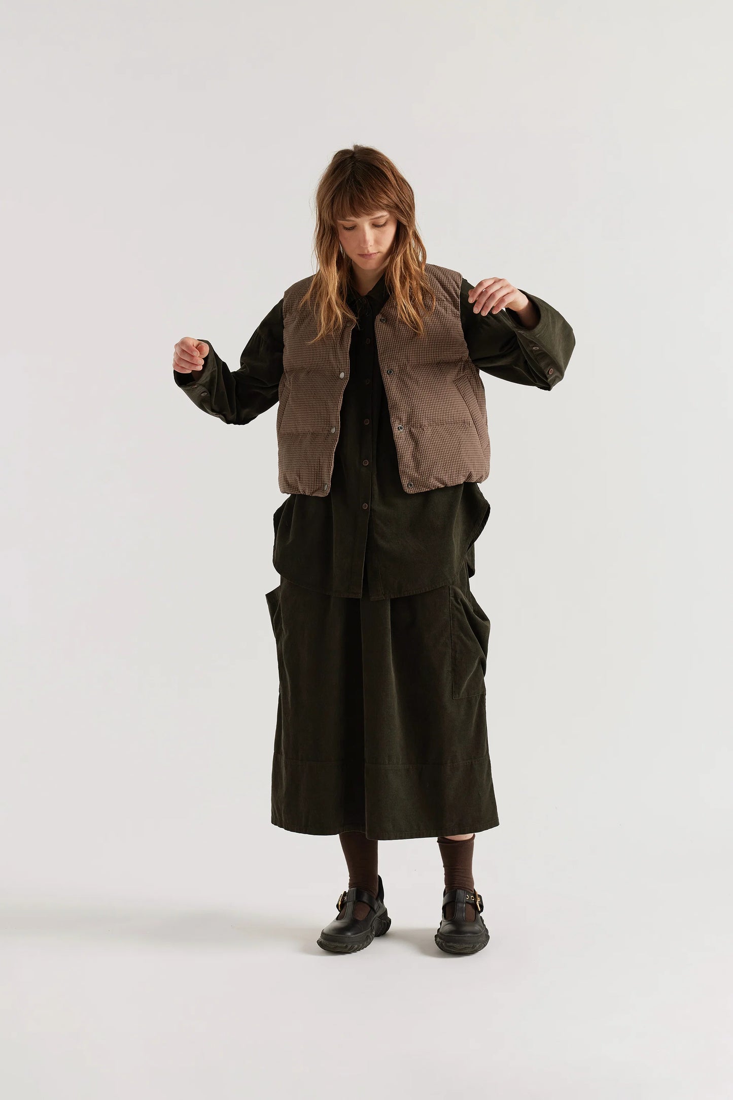 Static Quilted Down Vest - Cocoa