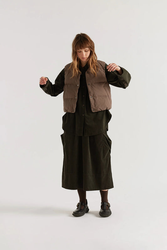 Static Quilted Down Vest - Cocoa
