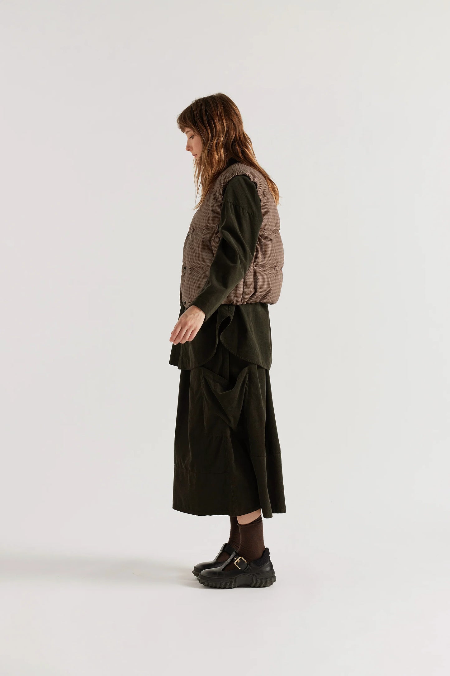 Static Quilted Down Vest - Cocoa