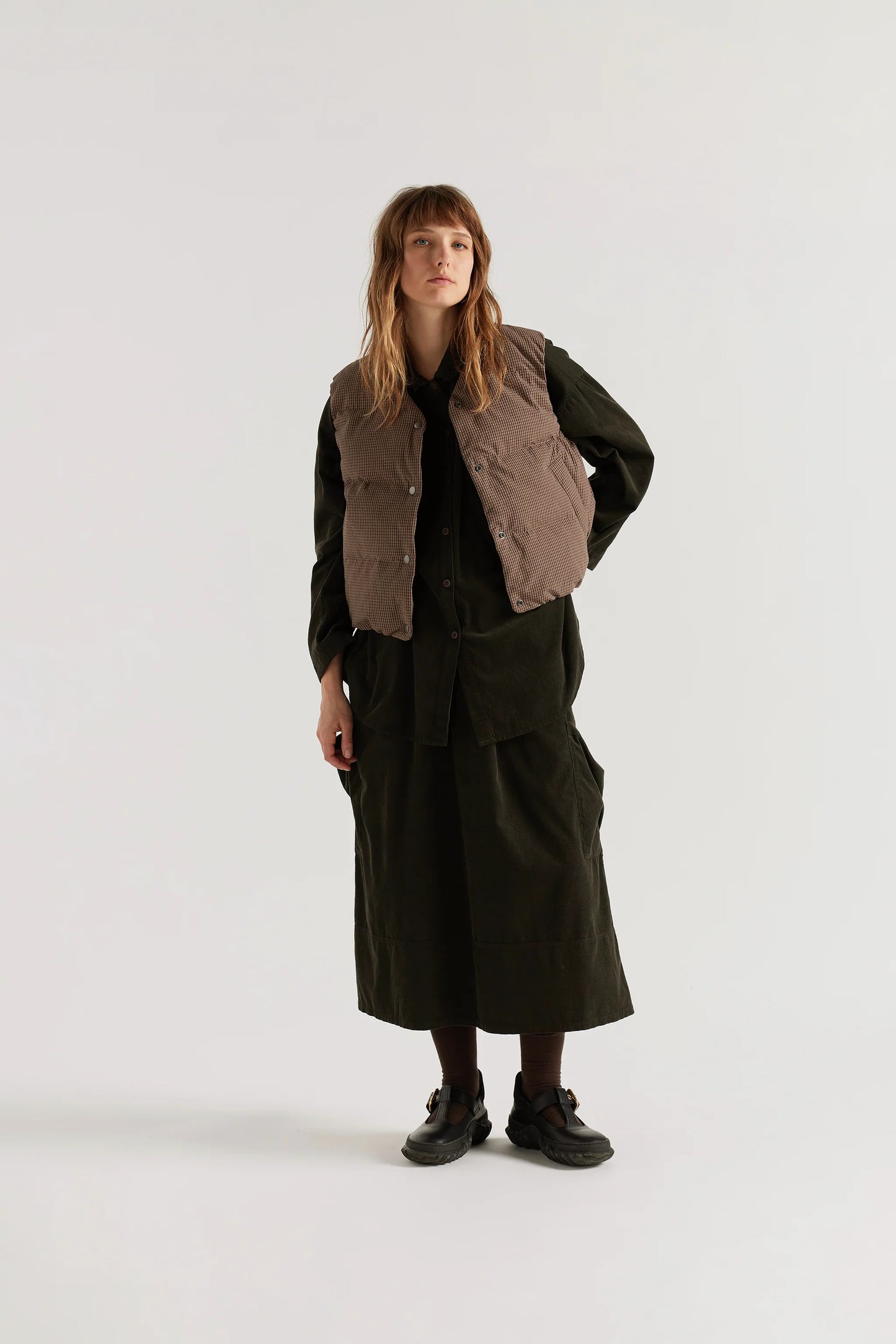 Static Quilted Down Vest - Cocoa