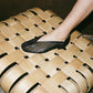 Porto flat in black leather and mesh by LoQ — handcrafted sustainable women's footwear at Ånde slow fashion store