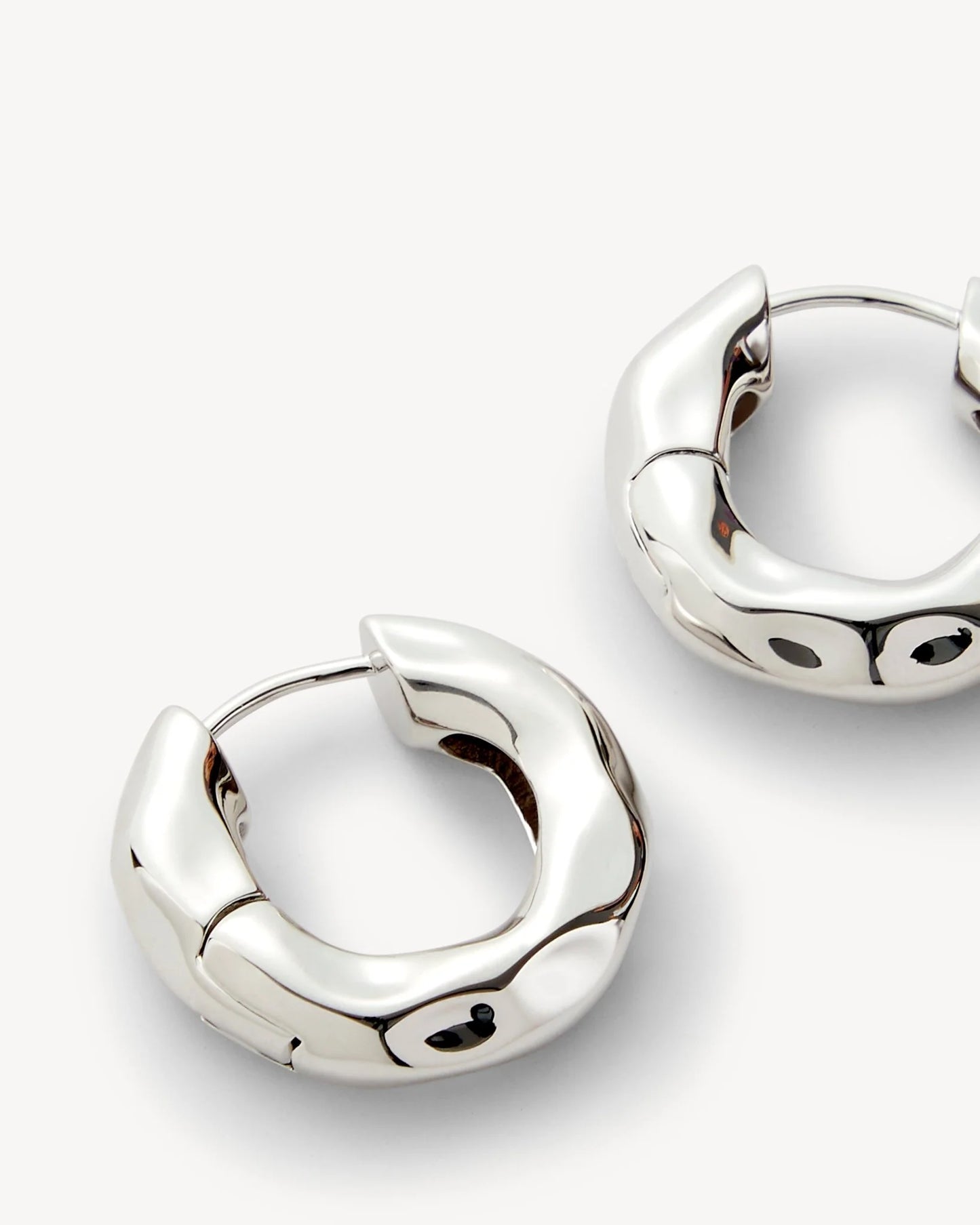 Wavy Chunky Hoops in Silver