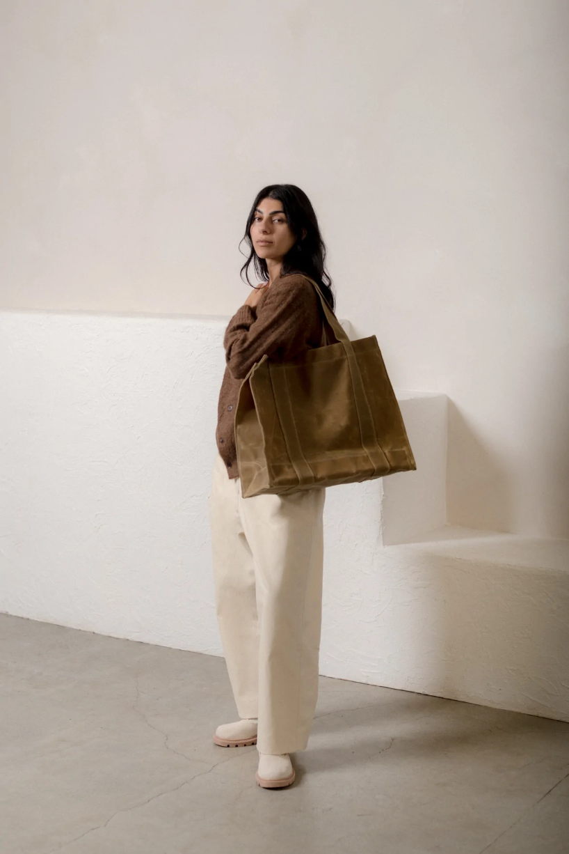 Waxed Canvas Tote - Sage