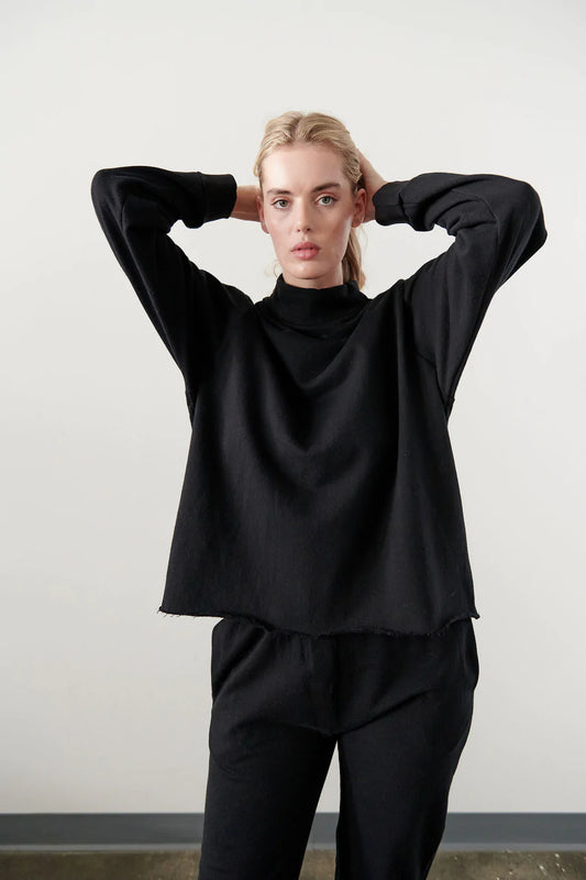 Mockneck Sweatshirt- Black