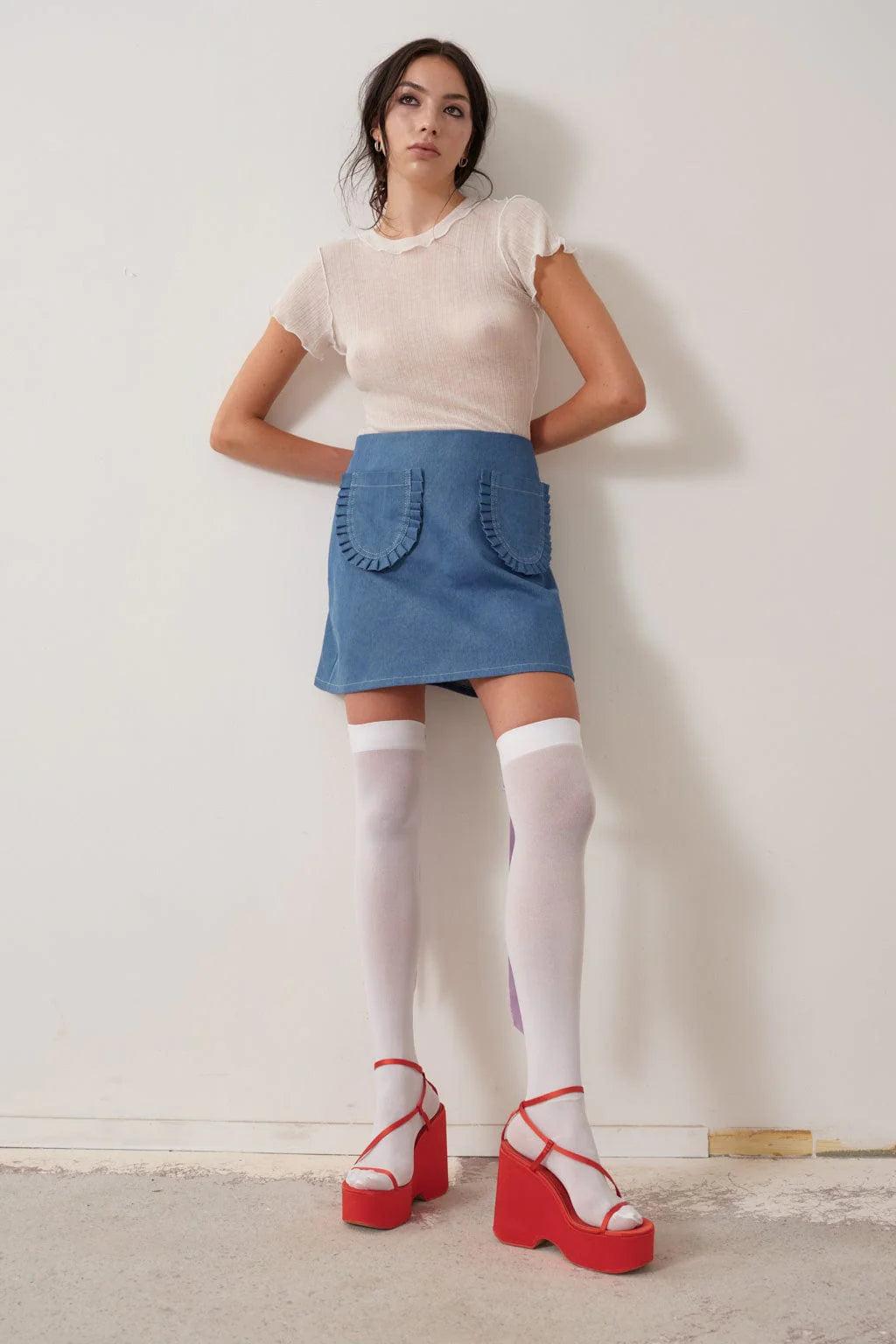 Tate Mini Skirt - Light Blue Denim