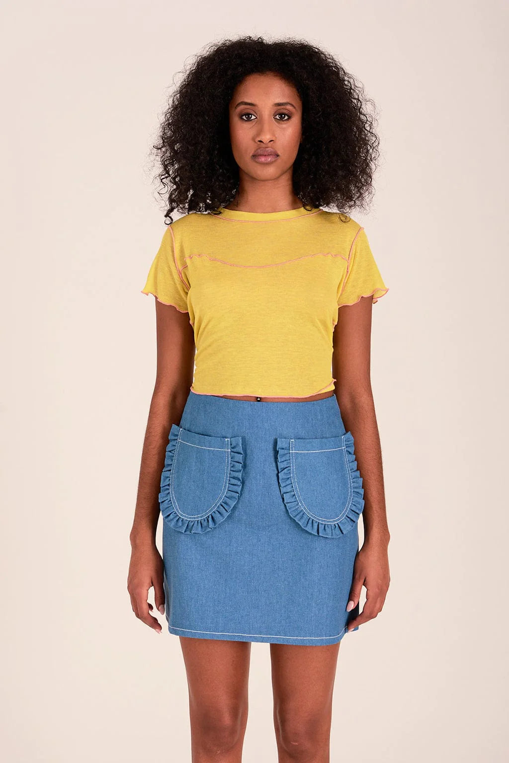 Tate Mini Skirt - Light Blue Denim